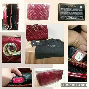 Red Chanel grand shopping tote